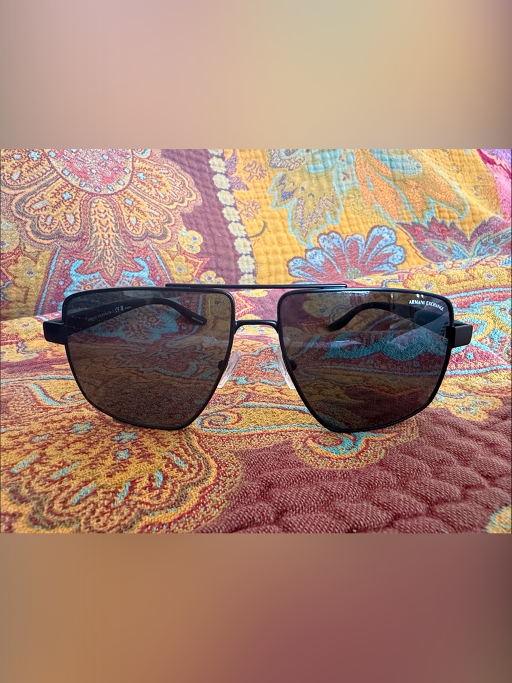 Armani Exchange Black Frame Sunglasses with Dark Lenses